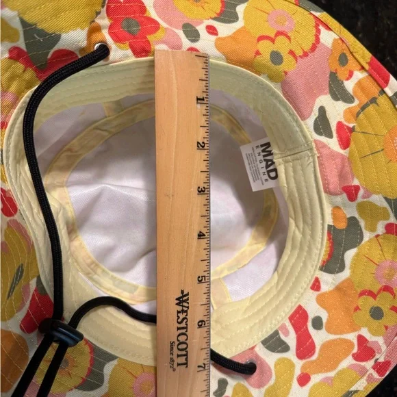 MAD Engine Retro Hippie Boho Flower Bucket Hat with Drawstring Cotton OS - Picture 8 of 10